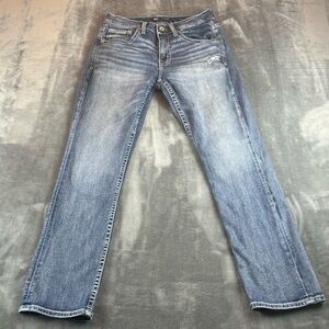 BKE Men's Jeans Jake Straight Leg Size 32X32 Whiskered Distressed
